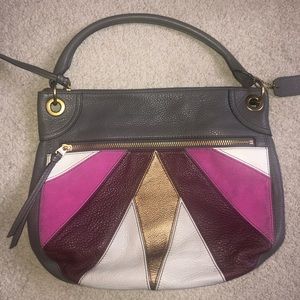 Fossil leather and suede handbag